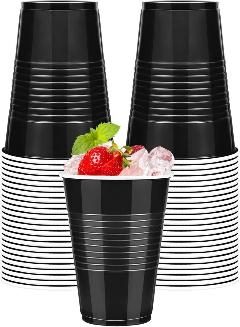 WYTAOHZL 50 Pack Black Plastic Cups 16 OZ Black Disposable Cups for Party Drinking Cup Disposable Cup for Wedding Parties Picnic