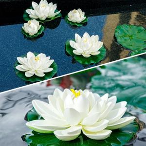 7Pcs Artificial Floating Pool Flowers, 7in & 4in Fake Water Lily Pads Flowers, Lotus Flower Floating Pool Decorations