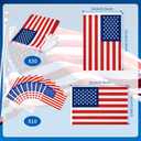 3 x 4th of July Decorations 33ft American String Flags Banner+ 10Pcs Handheld USA Stick Flag+ 30Pcs Red White Blue Balloons+2 Sheet Stickers Party Decor for 4th of July America Patriotic Day Memorial Day