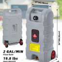 Garvee 15 Gallon Gas Caddy, Heavy-Duty Gas Can and Fuel Caddy with Manual Fuel Transfer Pump, Portable Fuel Tank on Wheels with 10 ft Hose for Lawn Mowers, Cars, Boats, ATVs, Home and Farm Use, Grey