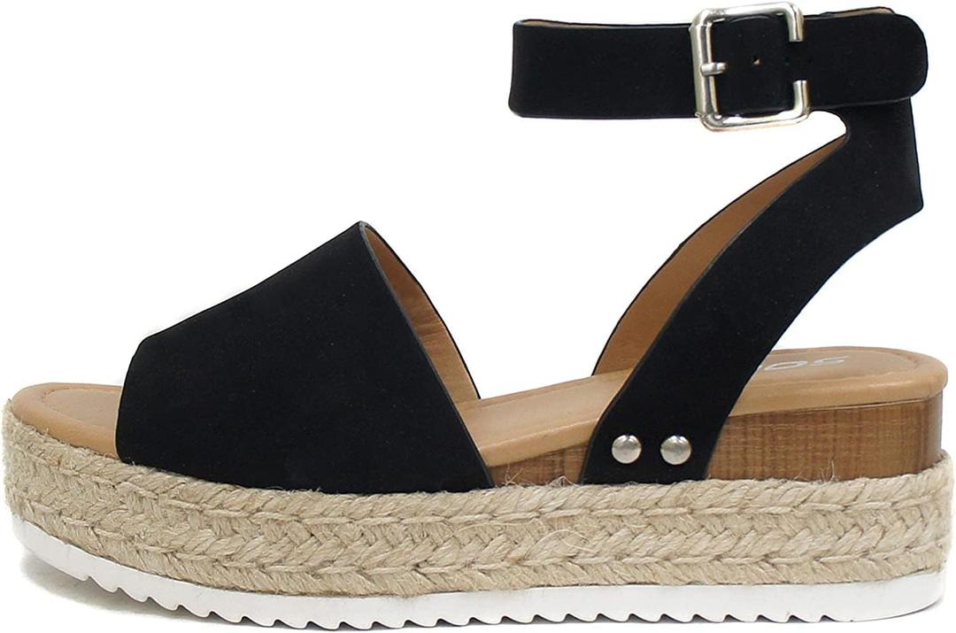 Soda Little Kids/Children/Girls Topic-IIS Espadrille Flatform Wedge Open Toe Sandals 4