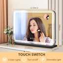 Ratsamee 23"x18" Black Vanity Mirror with Lights, Led Makeup Mirror, Lighted Makeup Mirror with 3 Color Dimmable Lights, Smart Touch Screen Control, Aluminum Metal Frame,USB Charging Port