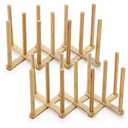 Lawei 2 Pack Bamboo Bottle Drying Rack, Retractable Bottle Cup Dish Drying Rack, Plastic Bag Dryer Rack and Portable Drainer Stand Holder for Water Bottles, Plate, Cup, Pot Lid, Cutting Board