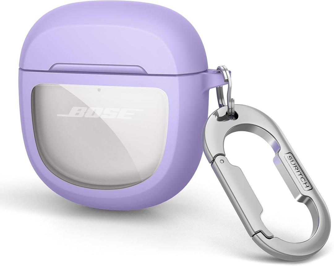 SURITCH Protective Cases for Bose QuietComfort Earbuds II 2022 / QuietComfort Ultra/Ultra Earbuds 2nd Gen, Shockproof Case Cover for Bose QC ii 2 & Ultra Case Accessories with Carabiner, Purple