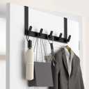 KitchLife Over The Door Hooks Hanger with Extended Arms for Easy Use by Women, Fits 1 3/4" Doors, L18U - Bathroom Accessories and Towel Rack Organization - 1 Pack, Matte Black