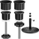 Zhengmy 6 Pcs Patio Umbrella Base Hole Ring Cover and Cap Umbrella Stand Replacement Screw Part with M8 Thread Hand Knob Threaded Plastic Knobs Patio Black Handle Replacement Parts