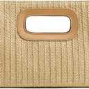 CHUNLI Chic Straw Clutch Purses for Women with Top Handle Summer Bag, Ideal Vacation Handbags and Woven Boho Beach Bags (Khaki)