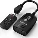 Fosmon Outdoor Light Timer Outlet with Remote Control, Waterproof Dusk to Dawn Plug-in Timer with Wireless Remote for Electrical Outlets, Outside Lighting, 100 ft Range, 15A 1/2HP, Grounded-UL Listed