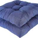 RACE LEAF 17" x 17" Patio Chair Cushions Navy - Outdoor/Indoor Tufted Memory Foam Chair Pads Set of 2, Water-Resistant Olefin Chair Seat Cushion Non-Slip Backing