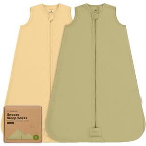 2-Pack Baby Sleep Sacks, Zipper Wearable Blanket - 0.5TOG Organic Cotton, Lightweight,Soft Cozy Toddler Sleeping Sack 6-12 months, Easy to Wear Large Newborn Transition Swaddles Sleepsacks (Avocado, M)