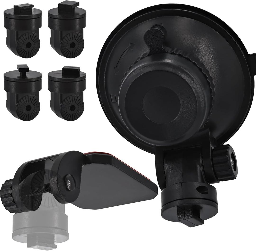 Mini Windshield Suction Cup Mount Holder & Dashboard Adhesive Sticky Mounting Bracket for Apeman Ssontong Biuone iZEEKER Z-Edge Spade Nexar Seegar iiwey HaHoco (4 Camera Joints Included)