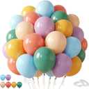 Retro Rainbow Balloons, 60PCS Boho Colorful Balloons, 12 Inch Dusty Light Blue Blush Pink Orange Yellow Purple Balloon Assorted Color Balloon for Boho Birthday Wedding Baby Shower Party Decorations