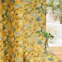 Yellow Floral Bird Shower Curtain 72x78, Hummingbird and Lemon Botanical Fabric Bath Curtains, Lightweight Quick-Dry Bathroom Decor Set with Hooks