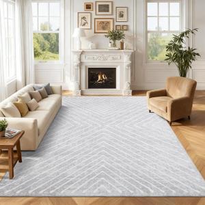 ROYHOME 8x10 Area Rug for Living Room Washable Rug Non Slip Large Bedroom Rug Stain Resistant Dining Room Throw Contemporary Accent Carpet Ultra Soft Modern for Home Decor Office, Grey
