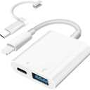 SUNTRSI USB Camera Adapter, Portable USB 3.0 Female OTG Adapter for iPhone, iPad to USB Adapter with Charging Port, No Application, Plug and Play