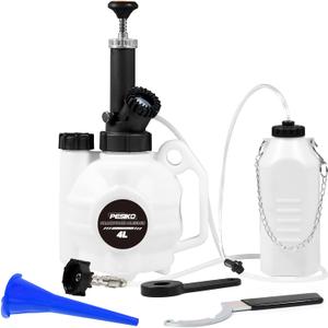4L Manual Brake Fluid Bleeder Kit One Person with 1L Brake Bleeder Bottle, Brake Pressure Bleeder Hand Pump for Most European Automotive Master Cylinder Bleeders