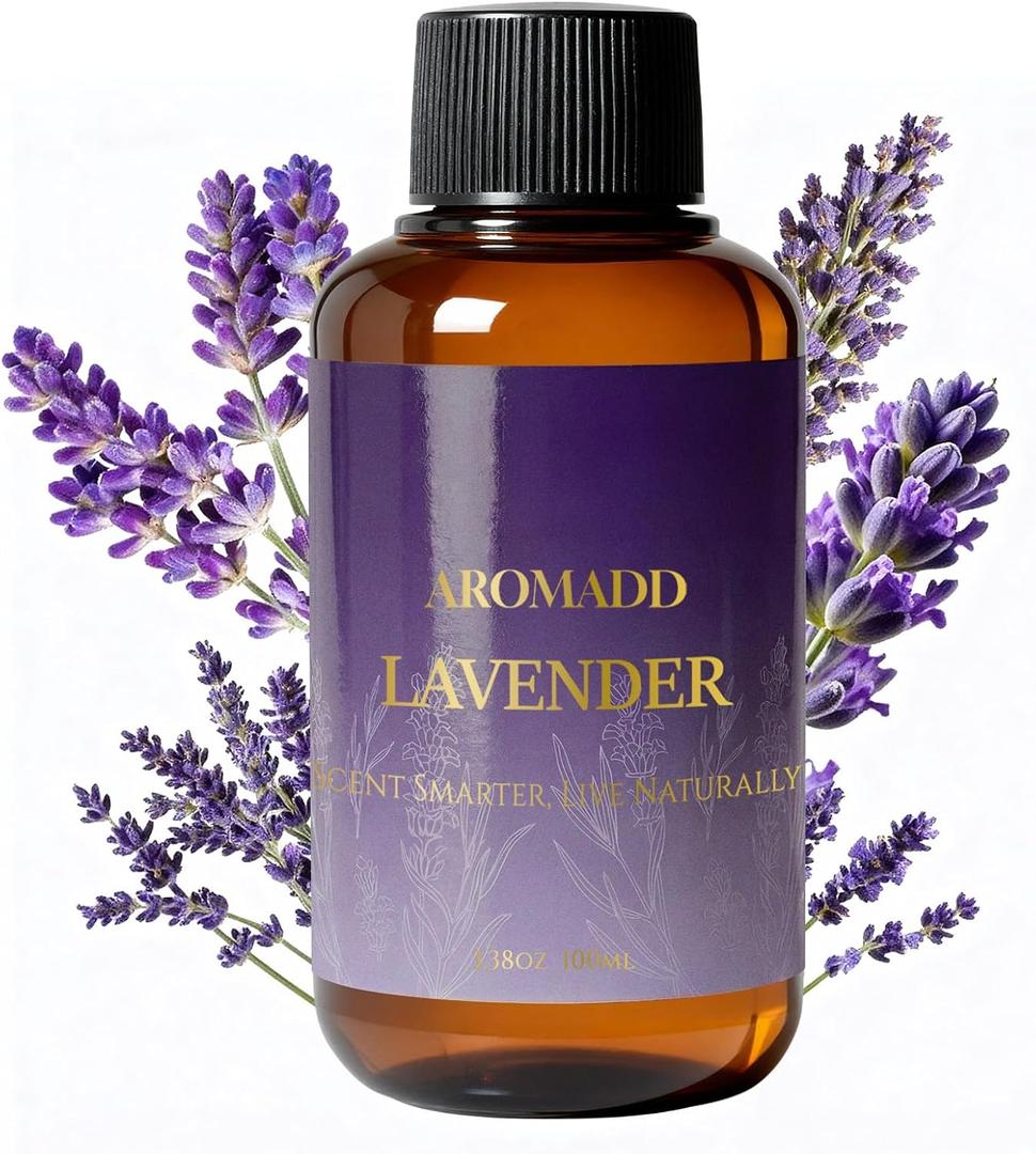 Aromadd Lavender Diffuser Oil Inspired by Luxury Hotel Scent, Essential Oils for Waterless Diffuser, Pure Soothing Lavender Aroma, Long-Lasting & Natural Home Fragrance - 3.38 fl oz (100 mL)