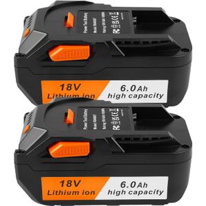 Futurebatt [2-Pack] 18V High-Output 6.0Ah! Lithium Battery for Ridgid 18V Tools Battery R840089 R840087 R840086 R840085 R840084 R840083 AC840085 AC840086 AC840087P 18 Volt Battery
