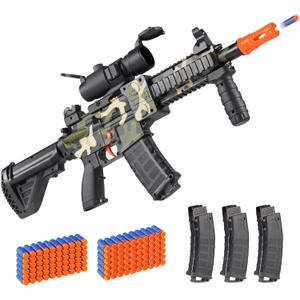 Realistic Toy Foam Blaster - Electric Sniper Rifle with Scope 120 Soft Bullets 3 Magazines, Automatic Dart for Boy Ages 8-12 Years Old, Indoor Outdoor Gifts for Adult Kid Christmas Birthday (Camouflage)
