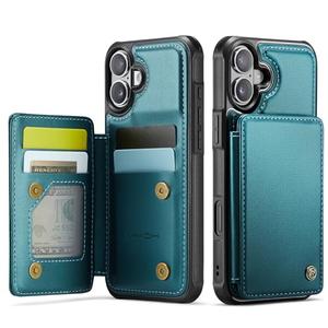 Vinich for iPhone 16 Wallet Case with Card Holder, RFID Blocking Credit Slots Kickstand Shockproof Phone Cover Fit for iPhone 16 6.1" Bluish Green
