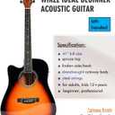 Winzz 4/4 Electro Acoustic Guitar, Left-Handed Western Guitar Set, Adult Beginners, Acoustic Guitar 41 Inch with 4-Band Equaliser (Dreadnought,Glossy Sunburst)