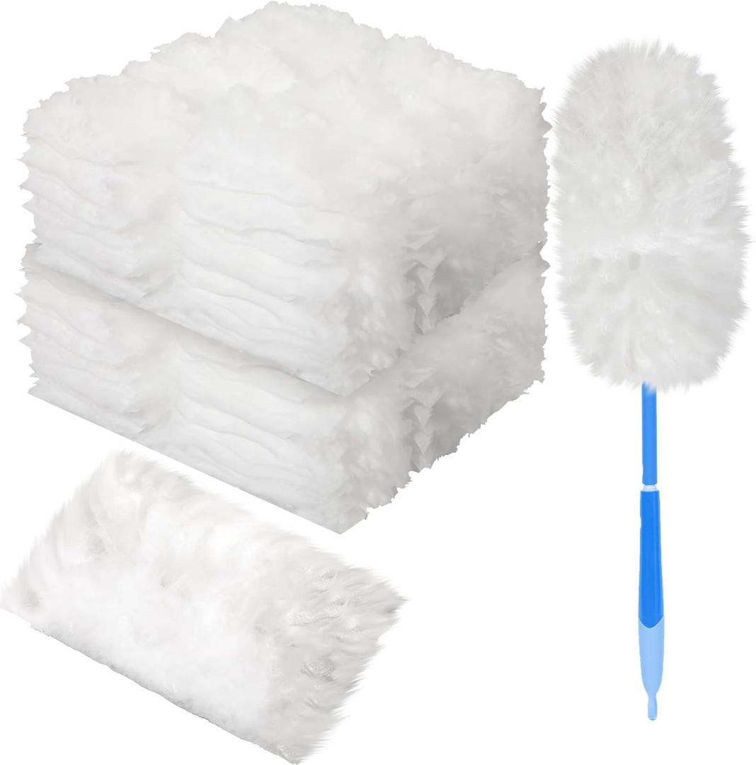 Vesici 100 Pcs Duster Refills Compatible with Swiffer Dusters Bulk Disposable Replacement Thickened with 1 Handle Heavy Duty for Cleaning, Office (White) Vesici 100 Pcs Duster Refills Compatible with Swiffer Dusters Bulk Disposable Replacement Thickened with 1 Handle Heavy Duty for Cleaning, Office (White)