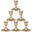 Taper Candle Stick Holder, 6PCS Brass Gold Candle Holders for Candlesticks, Vintage Metal Candlestick Holders for Dinner Room Table Centerpiece or Mantel Wedding Party Decor (6, Gold)