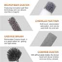 Microfiber Duster for Cleaning Fan, High Ceiling, Blinds, Furniture, Cars , 9PCS Extendable Feather Duster (Stainless Steel) 30 to 100 Inches, Reusable Bendable Washable