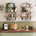XLHOMO Floating Shelf for Wall- 31.5"x 24" 3+1 Tier Floating Shelves with Basket for Bathroom, Living Room,Bedroom and Kitchen Rustic Brown