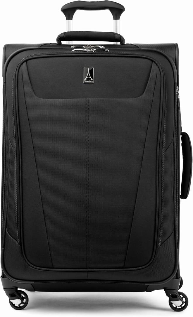 Travelpro Maxlite 5 Softside Expandable Luggage with 4 Spinner Wheels, Lightweight Suitcase, Men and Women, Black, Checked-Medium 25-Inch