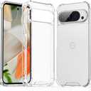 GeekZone for Google Pixel 9 and Pixel 9 Pro Case Cute Slim Thin Phone Cases Reinforced TPU Bumper Hard Clear PC Back Shockproof Protective Case for Pixel 9/9 Pro for Women Girls Men (Clear) 4pcs