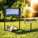 Solar Bug Zapper Outdoor Waterproof 30W for Patio, Yard, Garden, Camping | split-type solar panel, 3,500sq.ft coverage, 3,500V grid, solar+USB dual charge, 11.5ft extension cord, hang, stake & place