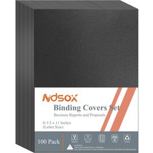 Ndsox 100 Pack 12 Mil Binding Presentation Covers Sand-Textured Polycover Report Covers for Letter Size Document Binding, Business Proposals, 8-1/2 x 11 Inches, Un-Punched, Square Corners, Black