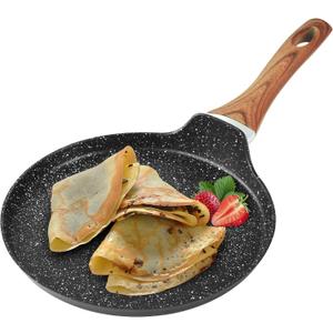 Nonstick Crepe Pan, 8.5 Inch Griddle Pan, Fry Pans for Cooking Eggs, Omelettes, and More - Non-Stick Marble Coating Skillet Induction Compatible