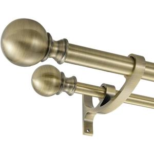 Antique Bronze Double Curtain Rods, 72-144 Inches, Telescoping with Round Finials