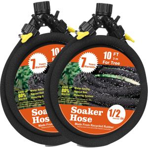 Soaker Hose for Tree Heavy Duty 10 FT Garden Ring Hose with Y Splitter(10FT*2)
