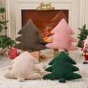 Lanpn Christmas Tree Pillows Set of 2, Christmas Decoration Narrow Stripes Winter Throw Pillow Soft Cute 3D Shaped Xmas Tree Cushion for Sofa Bedroom Xmas Decor (18x16 inch, Off White) (Beige)