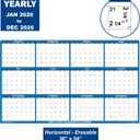 36" x 54" SwiftGlimpse 2026 Wall Calendar Erasable Large Wet & Dry Erase Laminated 12 Month Annual Yearly Wall Planner, Horizontal, Navy