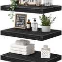 QEEIG 10" Deep Floating Shelves for Wall - 10 x 16 inch Book Shelf Bathroom Bedroom Kitchen Living Room Hanging Bookshelf Farmhouse Set of 3, Black (025-40B3)