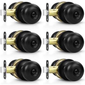 Estmoon 3 Pack Door Knobs, Matte Black Privacy Door Knob with Lock, Keyless Door Handle with Lock for Bedrooms/Bathrooms