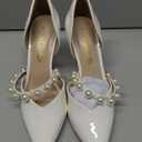 DREAM PAIRS Women's Closed Toe High Heels Stiletto Pointed Toe Strappy Pearl Elegant D'Orsay Dress Wedding Party Pumps Shoes (6, White)