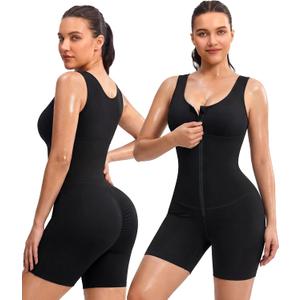 Junlan Sauna Suit Women - Full Body Sleeveless Sauna Jumpsuit with Zipper Waist Trainer, Large, Black