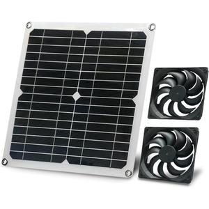 12W Solar Powered Fan for Chicken Coop, Dog House, Outside Shed Greenhouse, Solar Fan with Two IPX7 Waterproof Fans 5Ft Cable Installation Kits
