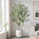 5ft Olive Trees Artificial Indoor, Tall Faux Olive Tree with Realistic Leaves and Lifelike Olives Fruits, Large Fake Silk Plant for Living Room Office Bedroom Balcony Home Decor