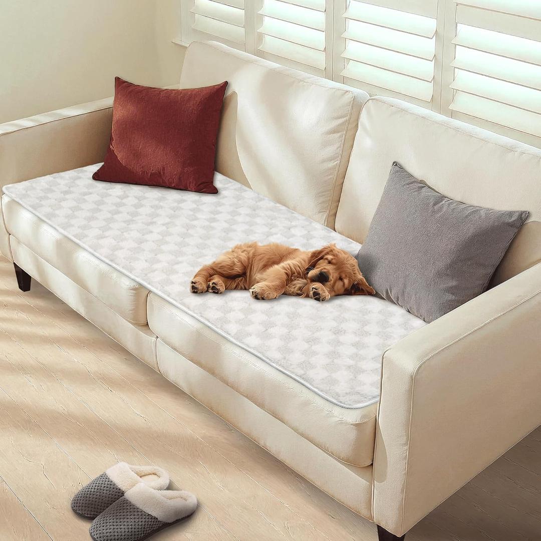 BurgeonNest Couch Cover for Dogs Washable, Non-Slip Dog Couch Cover Protector 27'' x 71'', Waterproof Pet Friendly Sofa Protector Pads Mat for for 3 Cushion Sofa, White