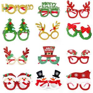 12pcs Christmas Glitter Party Glasses Frames with 24 Designs Decorations Accessories for Christmas Party Favors Holiday Favors (Snowman)