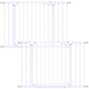 Cumbor 2 Pack 29.7-46" Baby Gate for Stairs, Mom's Choice Awards Winner-Auto Close Dog Gate for doorways, Easy Install Pressure Mounted Pet Gates indoor, Easy Walk Thru Wide Safety Gate for Dog, White (29.7-46"W x 30.5"H (2 Pack ), White)
