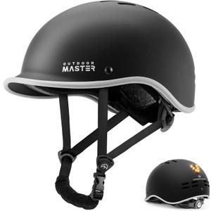 OutdoorMaster Bike Helmet for Adults,Adjustable Cycling Helmet with Light for Men & Women - Safety Certified for Bicycle Skateboard Road Bike Skating Roller Commuting Helmet (Medium, Matte Black)