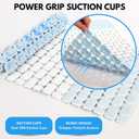 Fratillico - Non-Slip Shower Mat with Suction Cups - Quick Dry Bathtub Mat with Drain Holes - Machine Washable PVC Bathroom Mat (Blue 15.74" x 28.74")