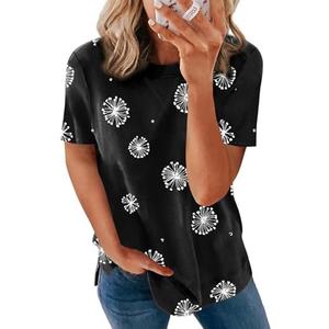 Biucly Womens Short Sleeve Crewneck Shirts Loose Casual Tee T-Shirt, XL